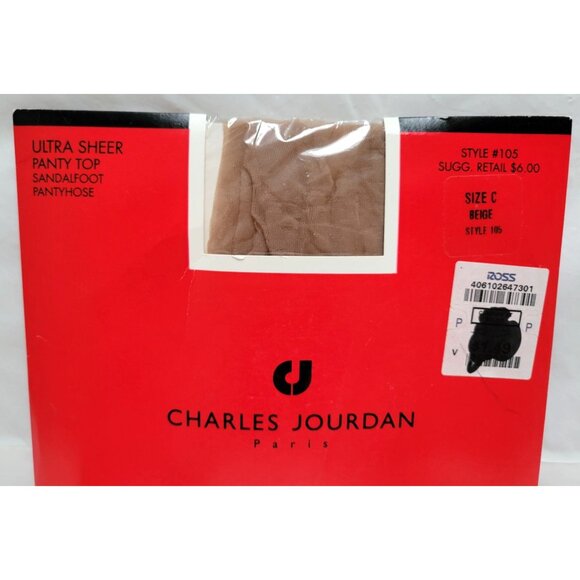 VTG Charles Jourdan 5 Control Top & 1 Ultra Sheer Pantyhose Size C Beige NOS - Picture 8 of 10